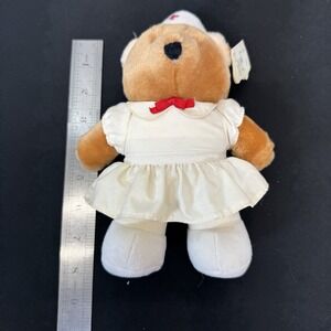 1985 Vintage Rare Dakin Bear Nurse Plush Nancy Stuffed Teddy Hang Tag 8"